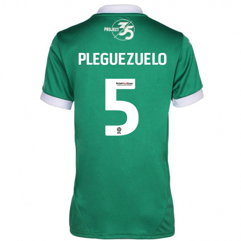 Danxen Mænd Julio Pleguezuelo #5 Grøn Hvid Hjemmebane Spillertrøjer 2024/25 Trøje T-Shirt