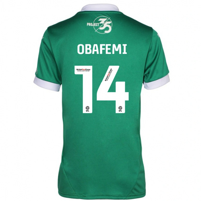 Danxen Mænd Michael Obafemi #14 Grøn Hvid Hjemmebane Spillertrøjer 2024/25 Trøje T-Shirt