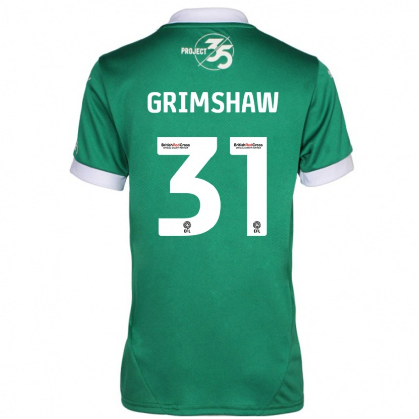 Danxen Mænd Daniel Grimshaw #31 Grøn Hvid Hjemmebane Spillertrøjer 2024/25 Trøje T-Shirt