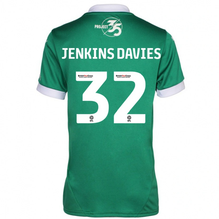 Danxen Mænd Will Jenkins-Davies #32 Grøn Hvid Hjemmebane Spillertrøjer 2024/25 Trøje T-Shirt