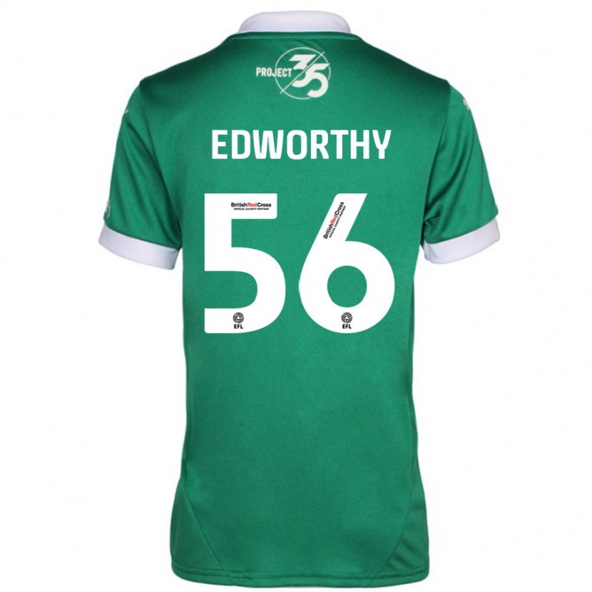 Danxen Mænd Kieran Edworthy #56 Grøn Hvid Hjemmebane Spillertrøjer 2024/25 Trøje T-Shirt