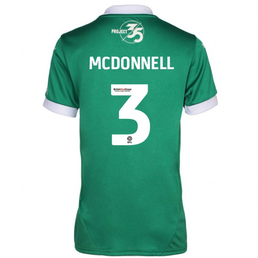 Danxen Mænd Rosie Mcdonnell #3 Grøn Hvid Hjemmebane Spillertrøjer 2024/25 Trøje T-Shirt
