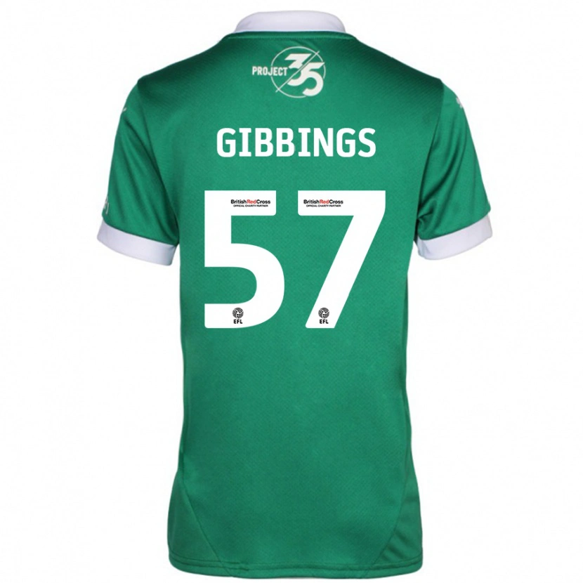 Danxen Mænd Cole Gibbings #57 Grøn Hvid Hjemmebane Spillertrøjer 2024/25 Trøje T-Shirt