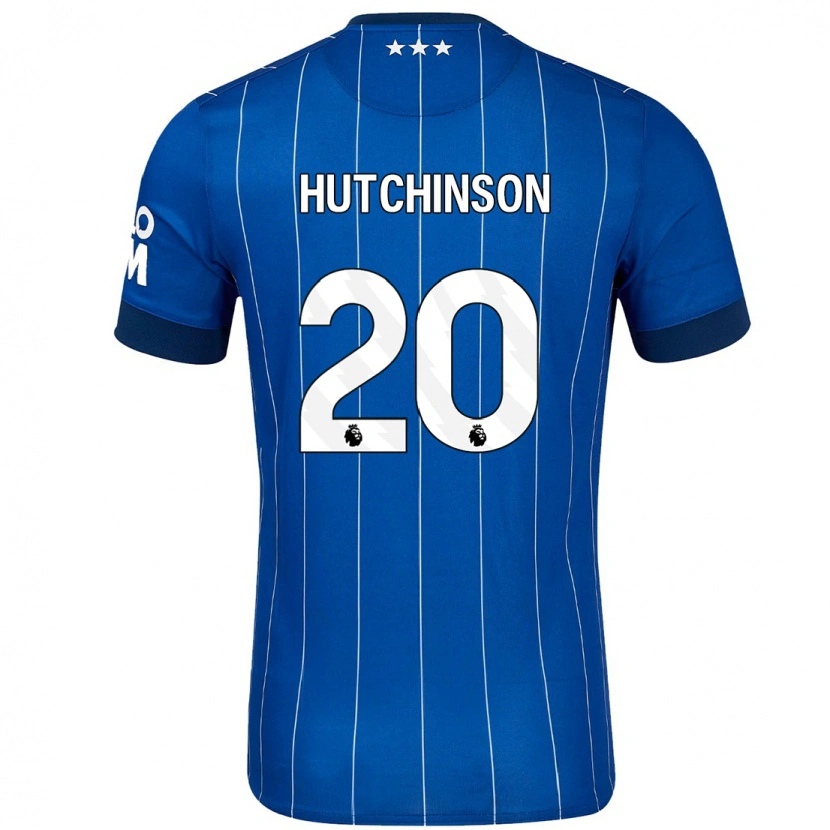 Danxen Mænd Omari Hutchinson #20 Marineblå Hjemmebane Spillertrøjer 2024/25 Trøje T-Shirt
