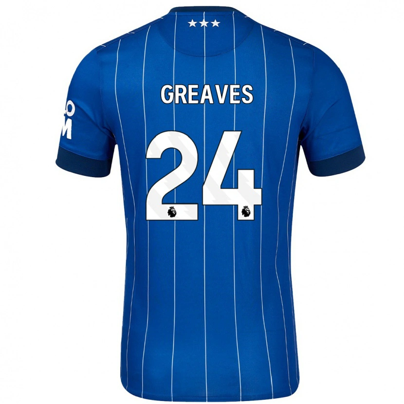 Danxen Mænd Jacob Greaves #24 Marineblå Hjemmebane Spillertrøjer 2024/25 Trøje T-Shirt