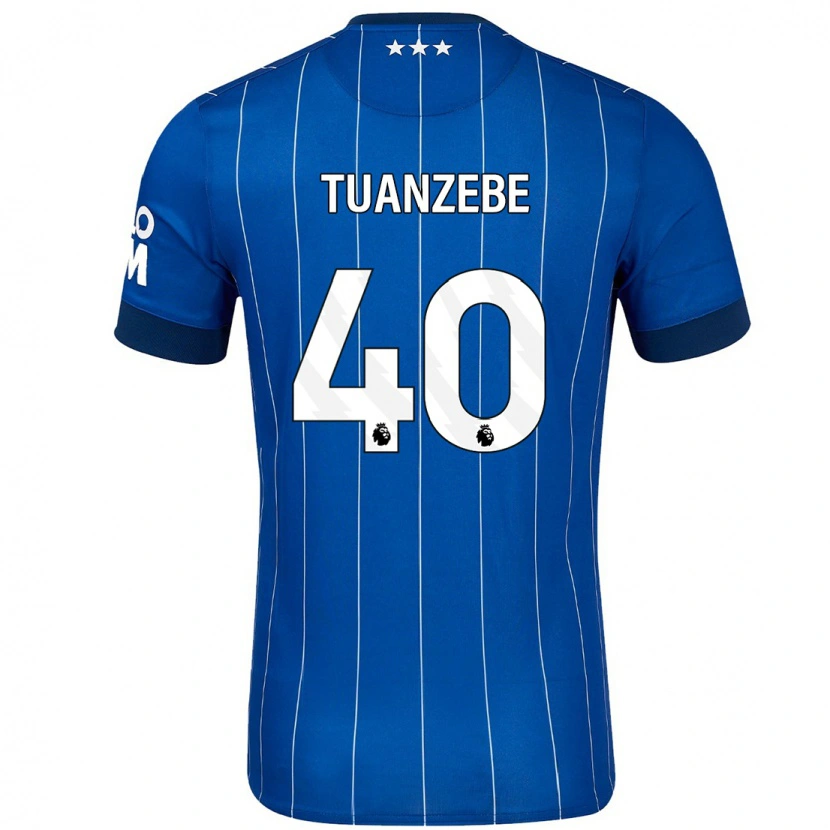 Danxen Mænd Axel Tuanzebe #40 Marineblå Hjemmebane Spillertrøjer 2024/25 Trøje T-Shirt
