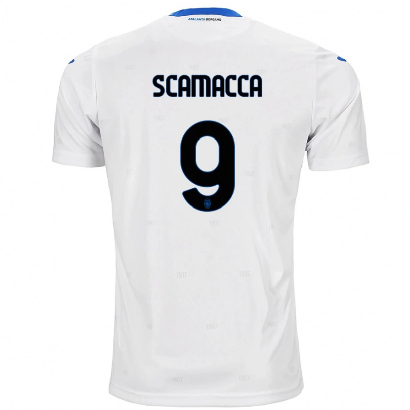 Danxen Mænd Gianluca Scamacca #9 Hvid Udebane Spillertrøjer 2024/25 Trøje T-Shirt