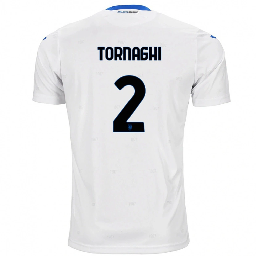 Danxen Mænd Pietro Tornaghi #2 Hvid Udebane Spillertrøjer 2024/25 Trøje T-Shirt