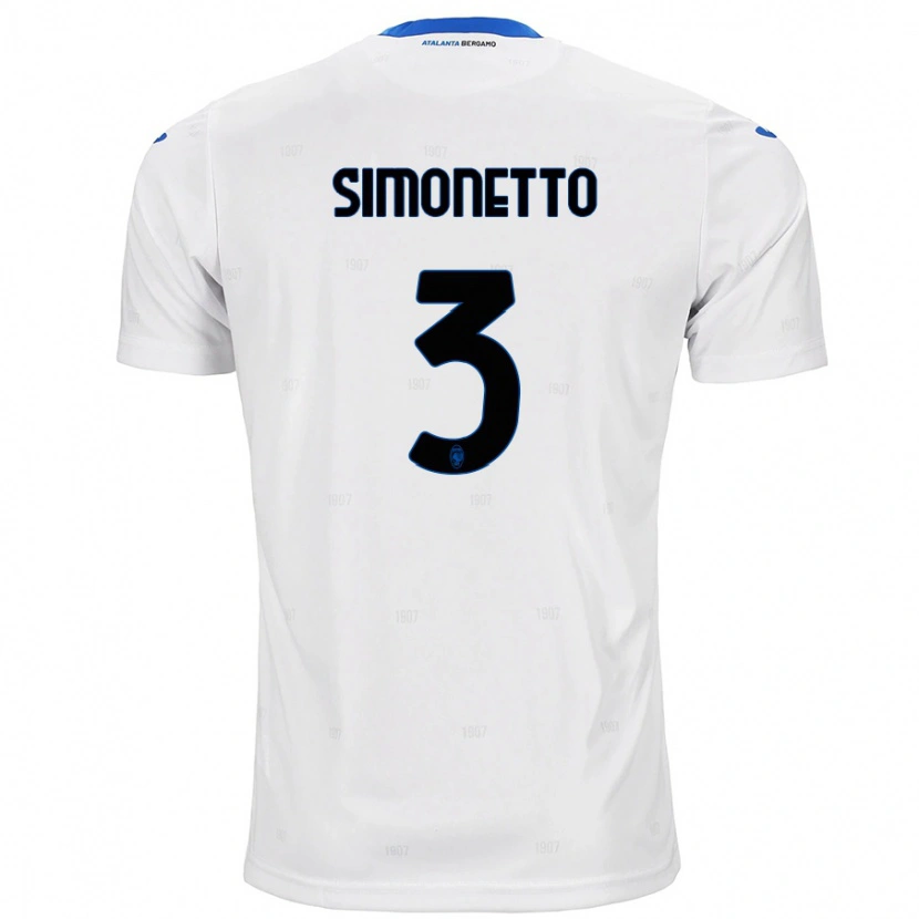 Danxen Mænd Federico Simonetto #3 Hvid Udebane Spillertrøjer 2024/25 Trøje T-Shirt