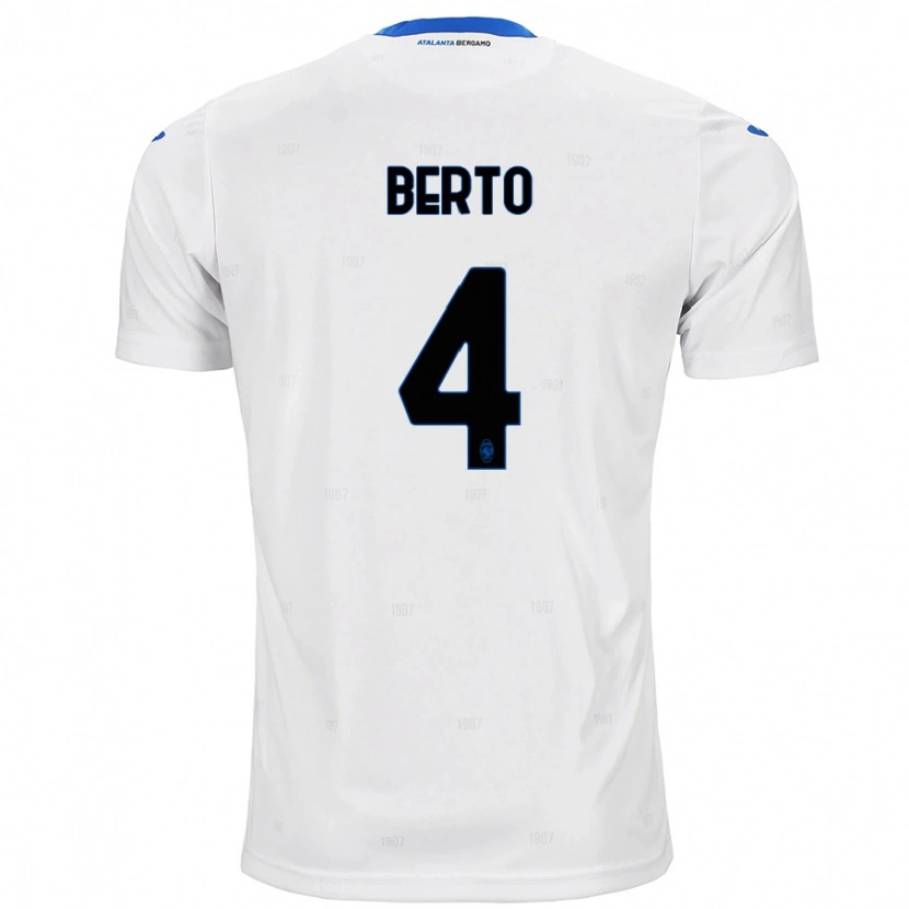 Danxen Mænd Gabriele Berto #4 Hvid Udebane Spillertrøjer 2024/25 Trøje T-Shirt