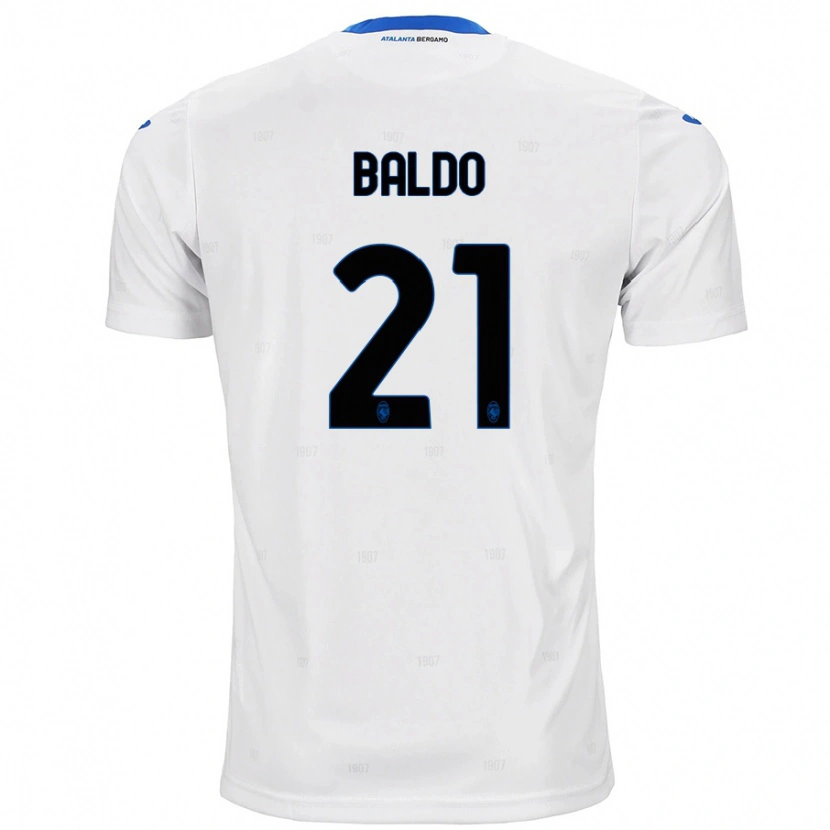 Danxen Mænd Nicolò Baldo #21 Hvid Udebane Spillertrøjer 2024/25 Trøje T-Shirt