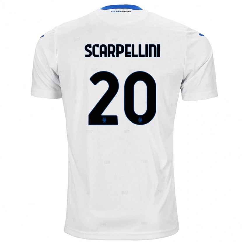 Danxen Mænd Andrea Scarpellini #20 Hvid Udebane Spillertrøjer 2024/25 Trøje T-Shirt