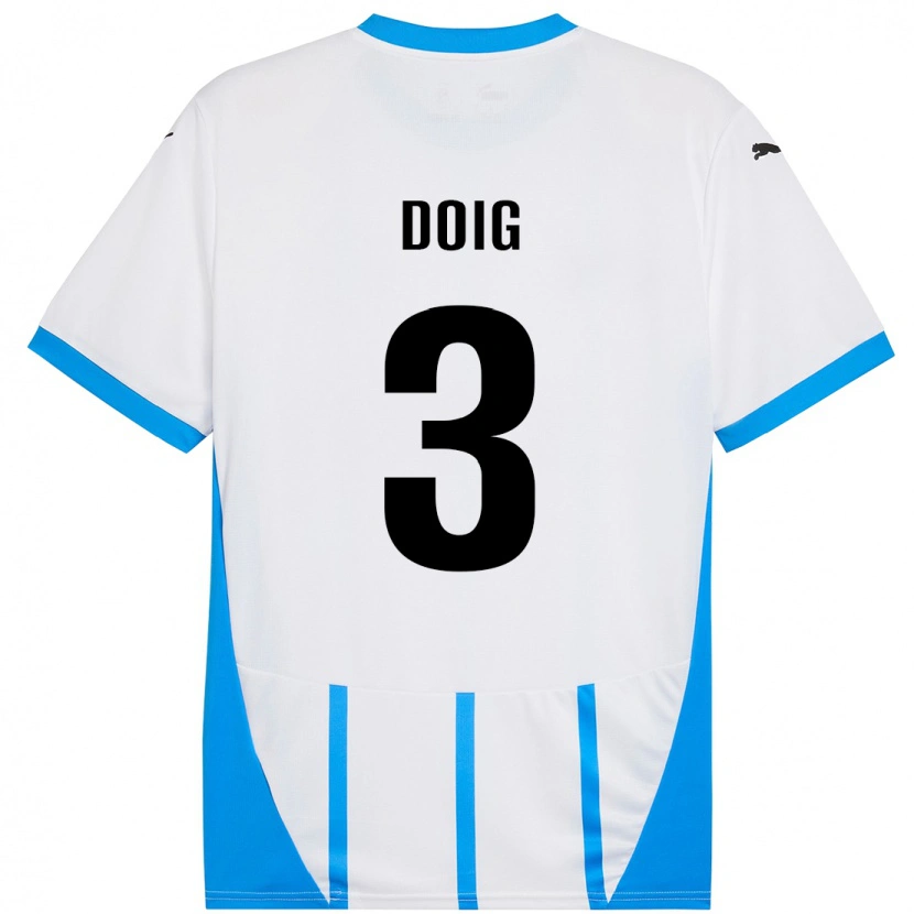 Danxen Mænd Josh Doig #3 Hvid Blå Udebane Spillertrøjer 2024/25 Trøje T-Shirt