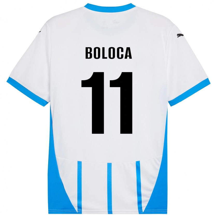 Danxen Mænd Daniel Boloca #11 Hvid Blå Udebane Spillertrøjer 2024/25 Trøje T-Shirt