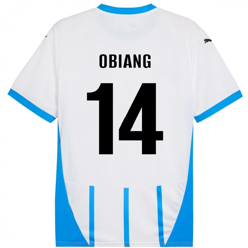 Danxen Mænd Pedro Obiang #14 Hvid Blå Udebane Spillertrøjer 2024/25 Trøje T-Shirt