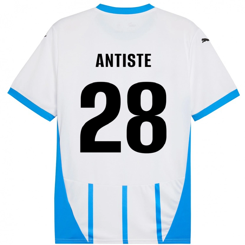 Danxen Mænd Janis Antiste #28 Hvid Blå Udebane Spillertrøjer 2024/25 Trøje T-Shirt
