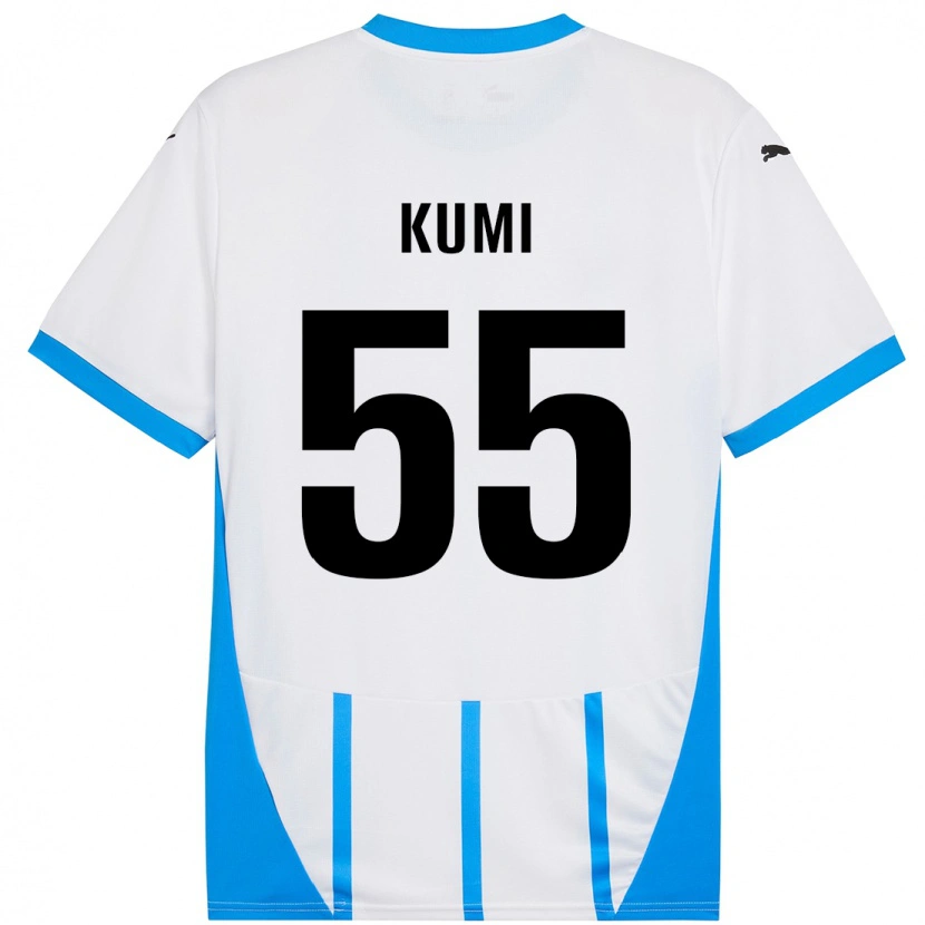 Danxen Mænd Justin Kumi #55 Hvid Blå Udebane Spillertrøjer 2024/25 Trøje T-Shirt