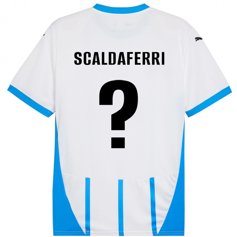 Danxen Mænd Andrea Scaldaferri #0 Hvid Blå Udebane Spillertrøjer 2024/25 Trøje T-Shirt