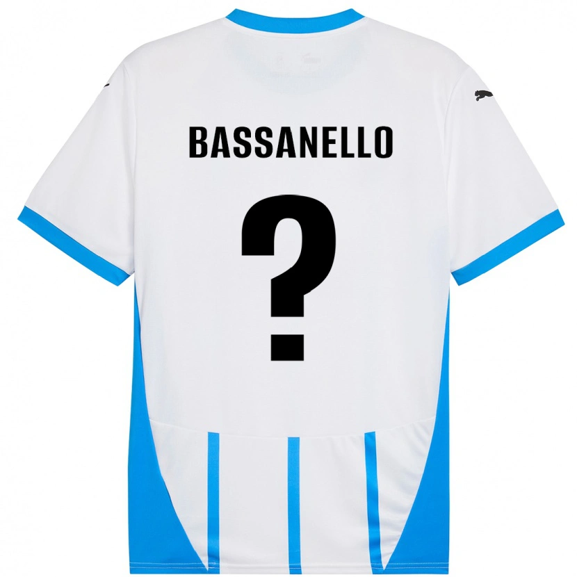 Danxen Mænd Davide Bassanello #0 Hvid Blå Udebane Spillertrøjer 2024/25 Trøje T-Shirt