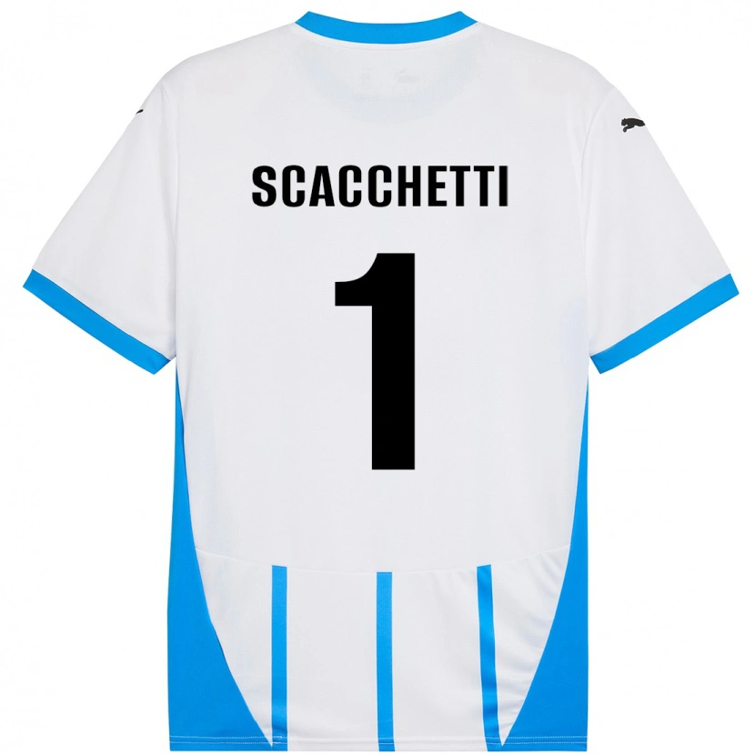Danxen Mænd Alessandro Scacchetti #1 Hvid Blå Udebane Spillertrøjer 2024/25 Trøje T-Shirt