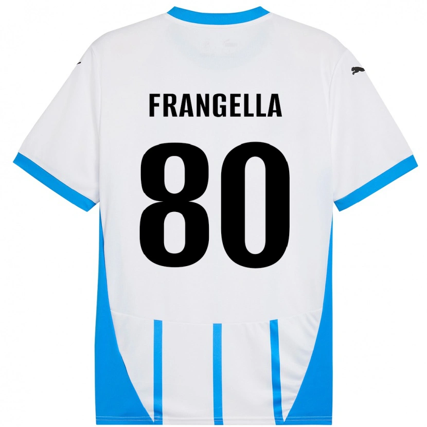 Danxen Mænd Christian Frangella #80 Hvid Blå Udebane Spillertrøjer 2024/25 Trøje T-Shirt
