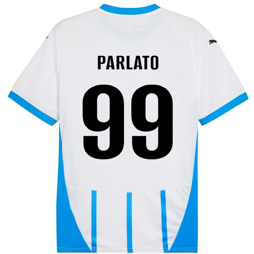 Danxen Mænd Claudio Parlato #99 Hvid Blå Udebane Spillertrøjer 2024/25 Trøje T-Shirt