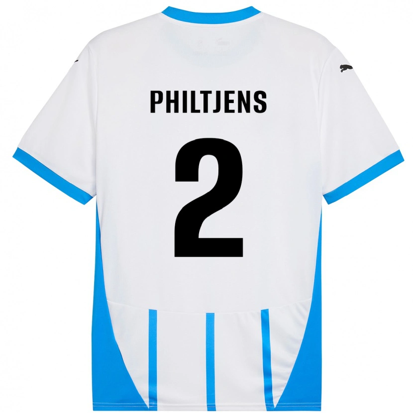 Danxen Mænd Davina Philtjens #2 Hvid Blå Udebane Spillertrøjer 2024/25 Trøje T-Shirt