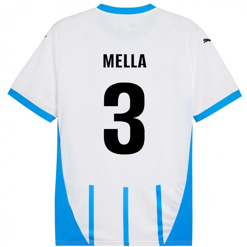 Danxen Mænd Sara Mella #3 Hvid Blå Udebane Spillertrøjer 2024/25 Trøje T-Shirt