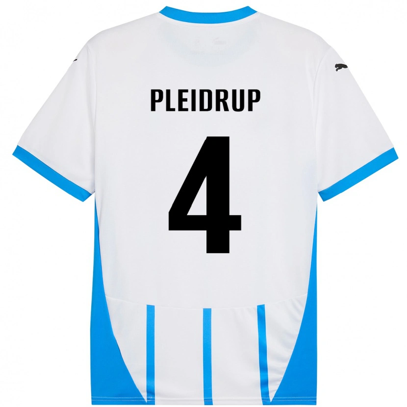 Danxen Mænd Caroline Pleidrup #4 Hvid Blå Udebane Spillertrøjer 2024/25 Trøje T-Shirt