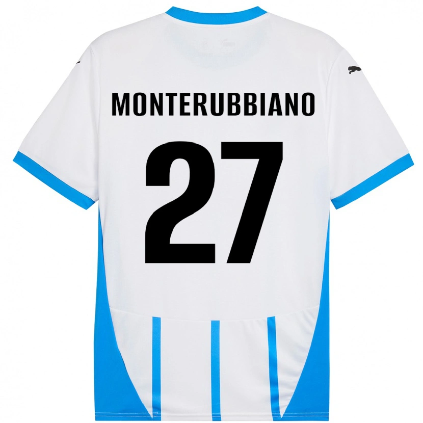 Danxen Mænd Valeria Monterubbiano #27 Hvid Blå Udebane Spillertrøjer 2024/25 Trøje T-Shirt