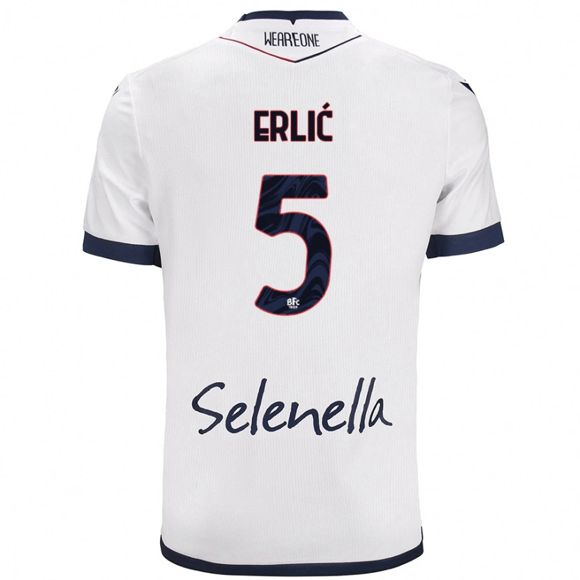 Danxen Mænd Martin Erlić #5 Hvid Kongeblå Udebane Spillertrøjer 2024/25 Trøje T-Shirt