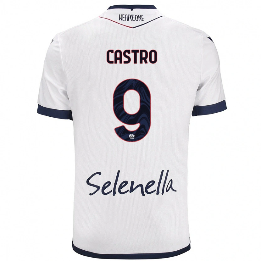 Danxen Mænd Santiago Castro #9 Hvid Kongeblå Udebane Spillertrøjer 2024/25 Trøje T-Shirt