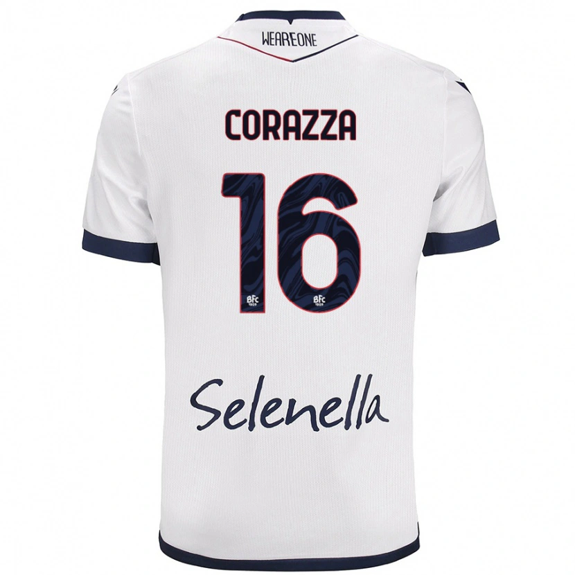 Danxen Mænd Tommaso Corazza #16 Hvid Kongeblå Udebane Spillertrøjer 2024/25 Trøje T-Shirt