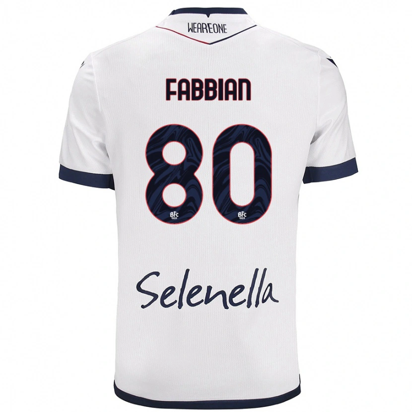 Danxen Mænd Giovanni Fabbian #80 Hvid Kongeblå Udebane Spillertrøjer 2024/25 Trøje T-Shirt