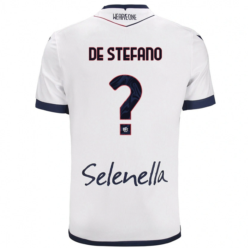 Danxen Mænd Nicolò De Stefano #0 Hvid Kongeblå Udebane Spillertrøjer 2024/25 Trøje T-Shirt