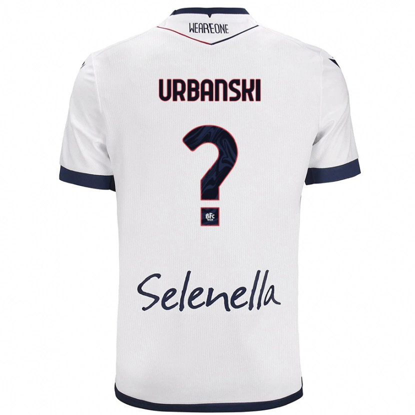 Danxen Mænd Dominik Urbanski #0 Hvid Kongeblå Udebane Spillertrøjer 2024/25 Trøje T-Shirt