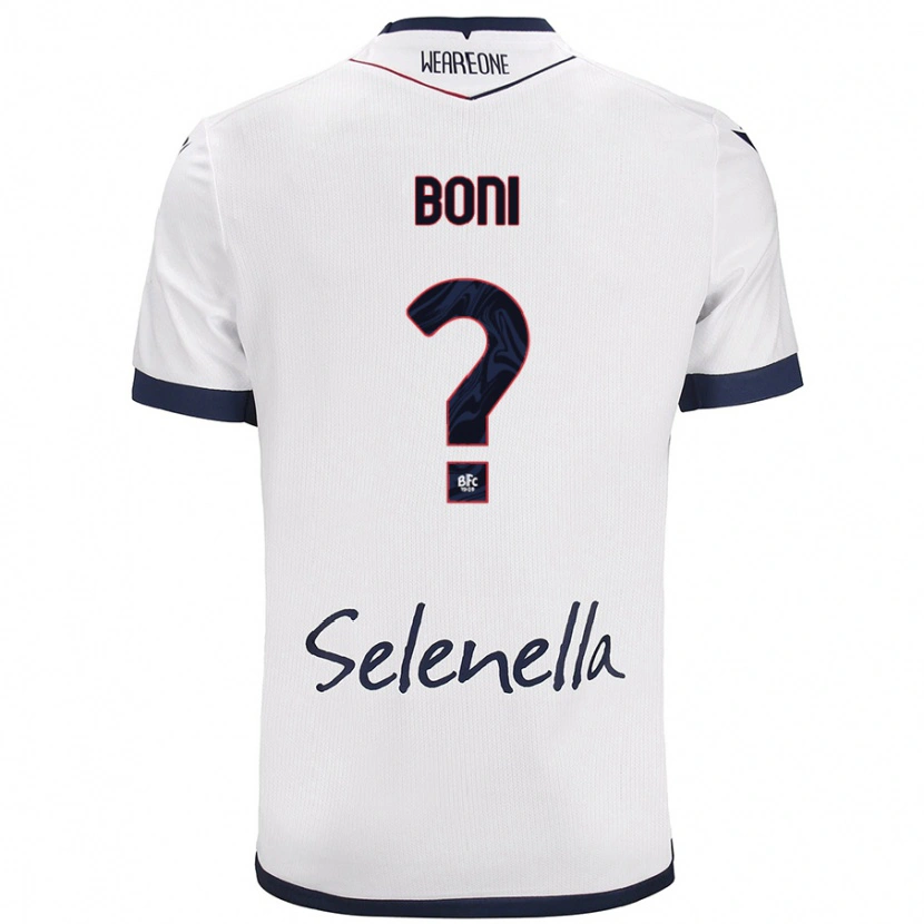 Danxen Mænd Mattia Boni #0 Hvid Kongeblå Udebane Spillertrøjer 2024/25 Trøje T-Shirt