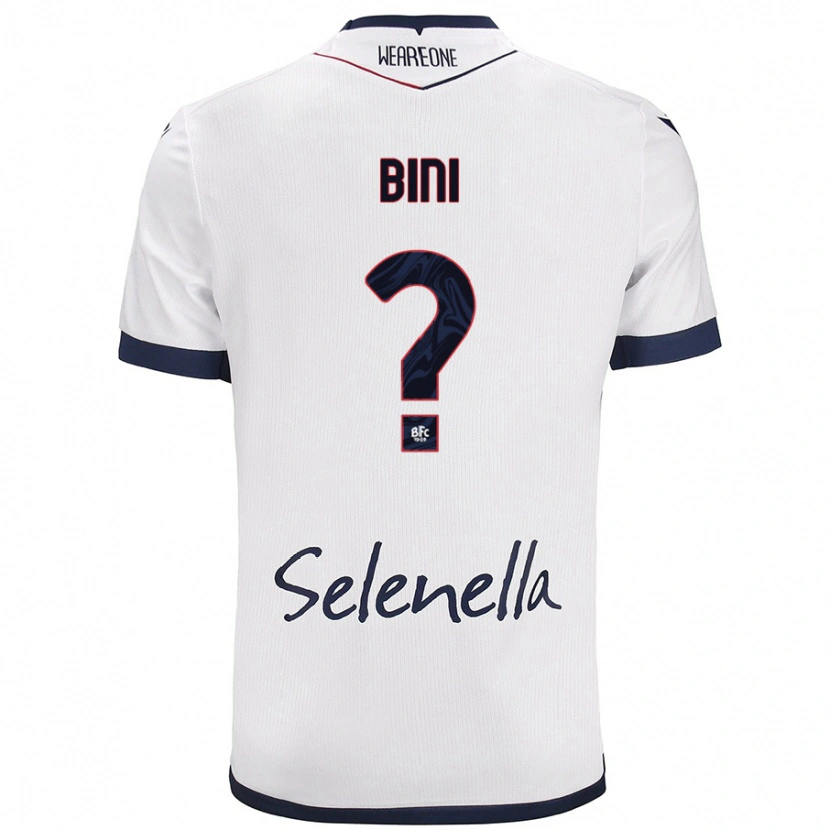 Danxen Mænd Cesare Bini #0 Hvid Kongeblå Udebane Spillertrøjer 2024/25 Trøje T-Shirt