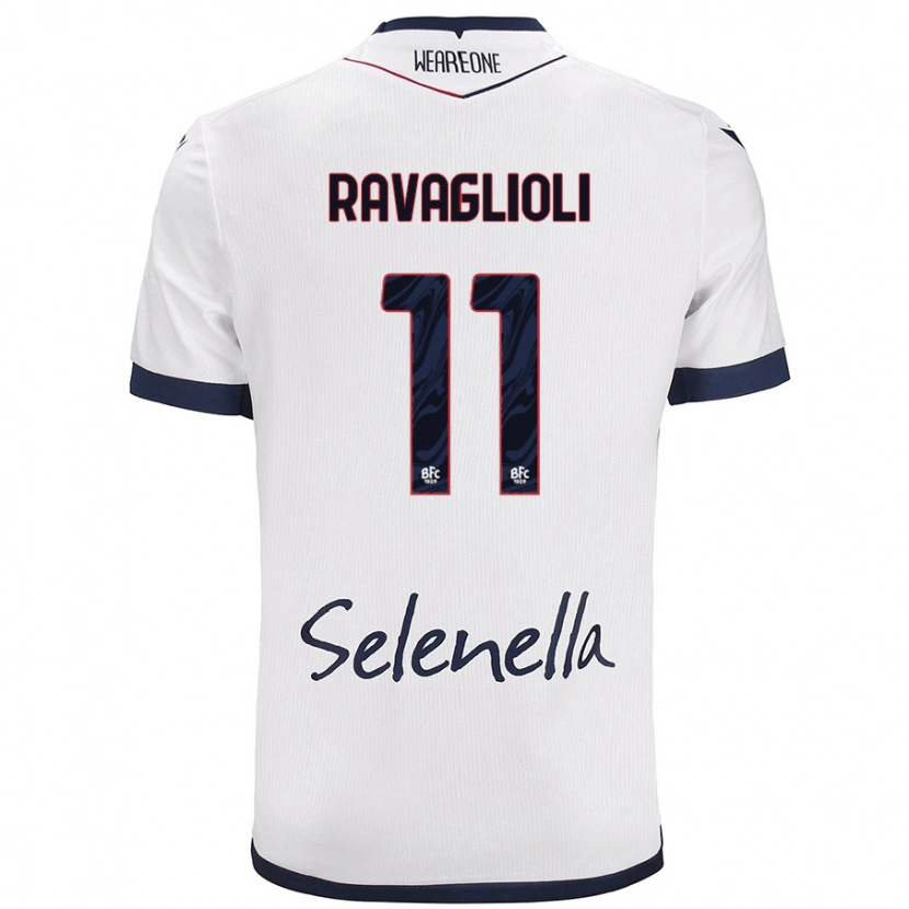 Danxen Mænd Tommaso Ravaglioli #11 Hvid Kongeblå Udebane Spillertrøjer 2024/25 Trøje T-Shirt