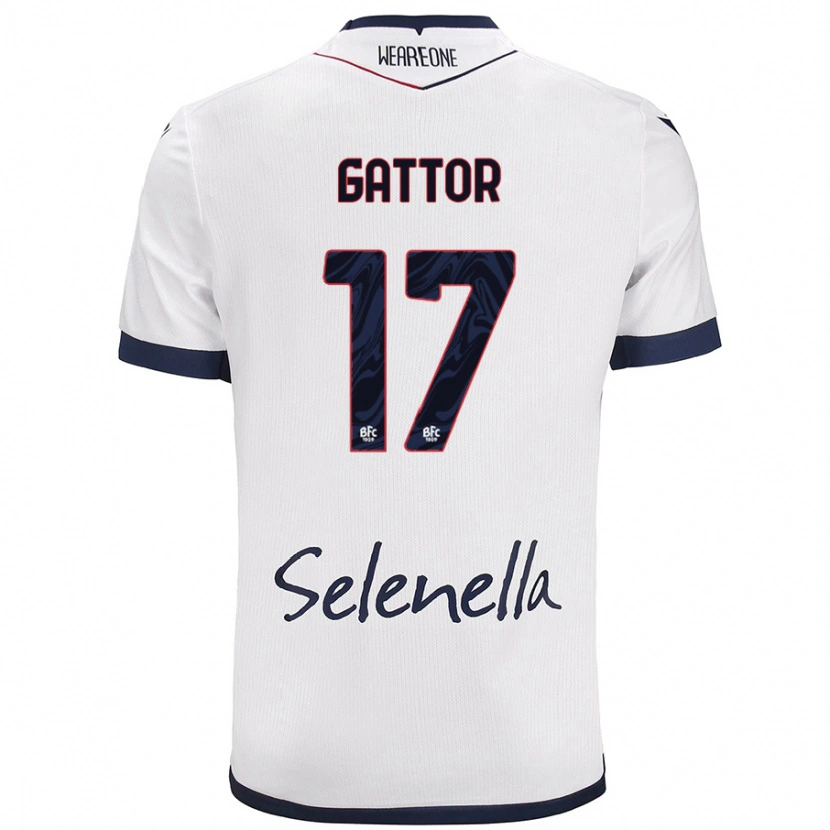 Danxen Mænd Gianluca Gattor #17 Hvid Kongeblå Udebane Spillertrøjer 2024/25 Trøje T-Shirt