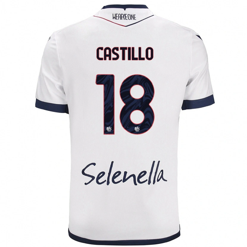 Danxen Mænd Tomas Castillo #18 Hvid Kongeblå Udebane Spillertrøjer 2024/25 Trøje T-Shirt