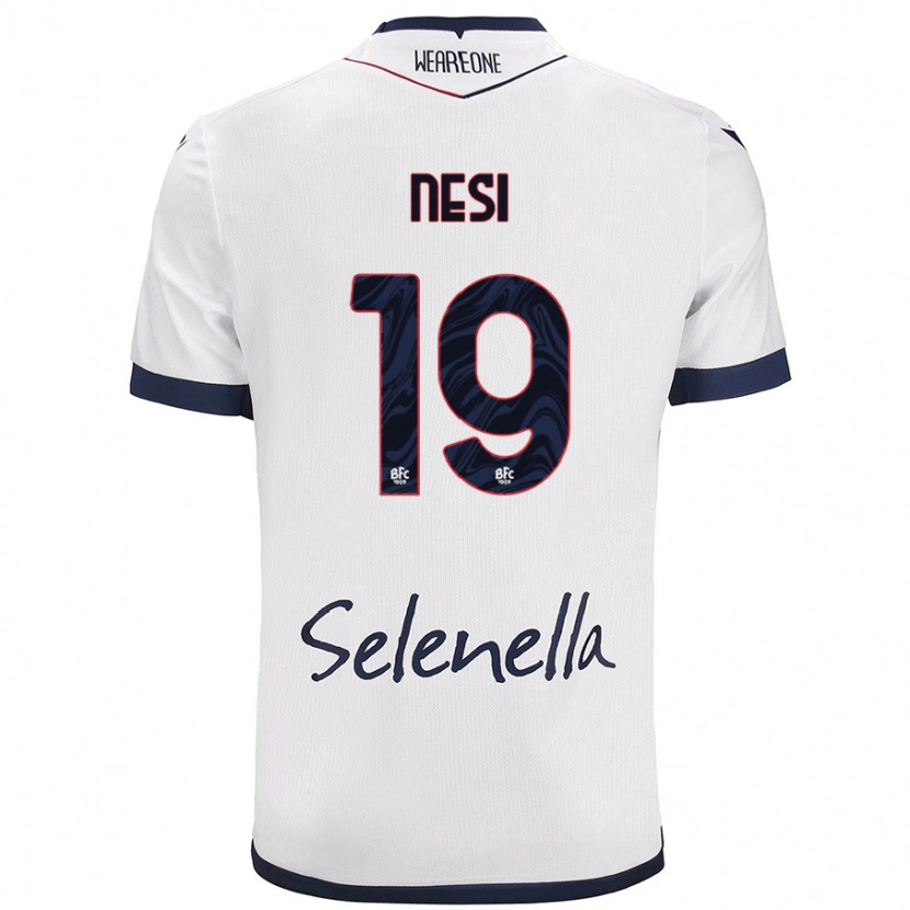 Danxen Mænd Luca Nesi #19 Hvid Kongeblå Udebane Spillertrøjer 2024/25 Trøje T-Shirt