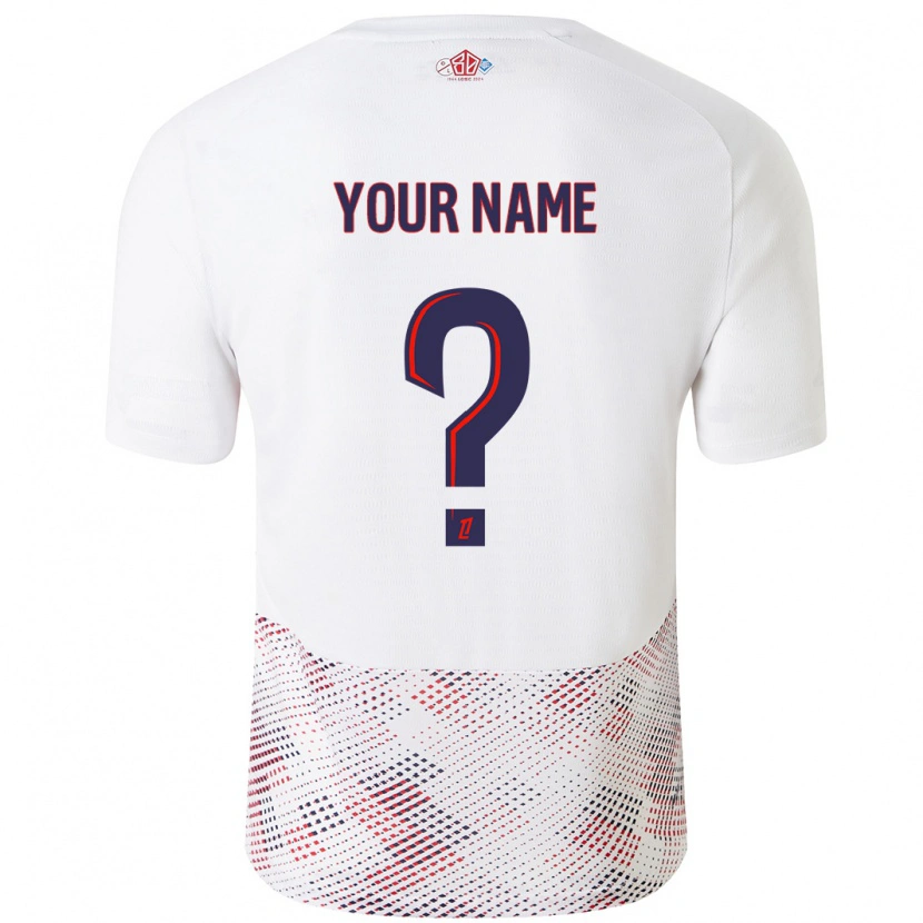 Danxen Mænd Dit Navn #0 Hvid Kongeblå Udebane Spillertrøjer 2024/25 Trøje T-Shirt