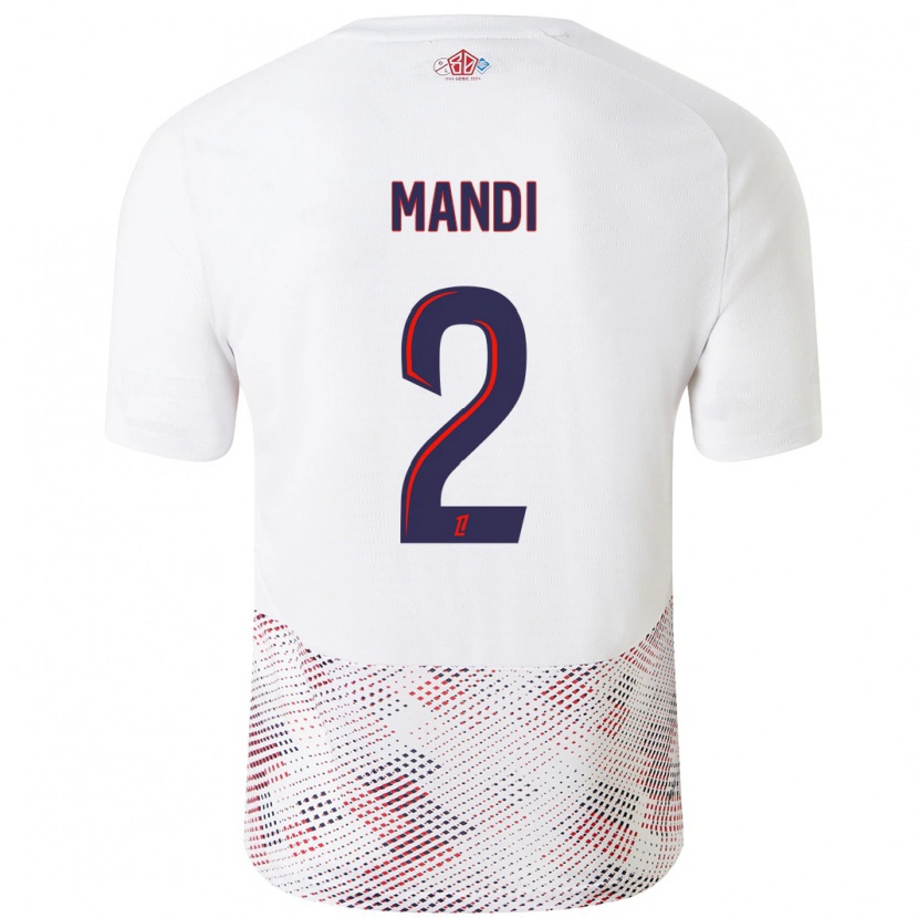Danxen Mænd Aïssa Mandi #2 Hvid Kongeblå Udebane Spillertrøjer 2024/25 Trøje T-Shirt