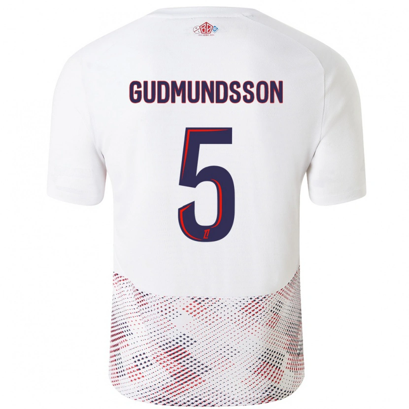 Danxen Mænd Gabriel Gudmundsson #5 Hvid Kongeblå Udebane Spillertrøjer 2024/25 Trøje T-Shirt