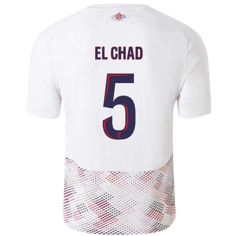 Danxen Mænd Nesryne El Chad #5 Hvid Kongeblå Udebane Spillertrøjer 2024/25 Trøje T-Shirt