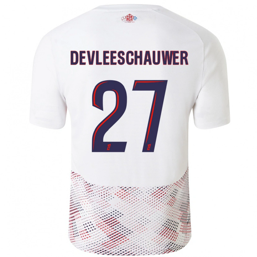 Danxen Mænd Gwenaëlle Devleeschauwer #27 Hvid Kongeblå Udebane Spillertrøjer 2024/25 Trøje T-Shirt