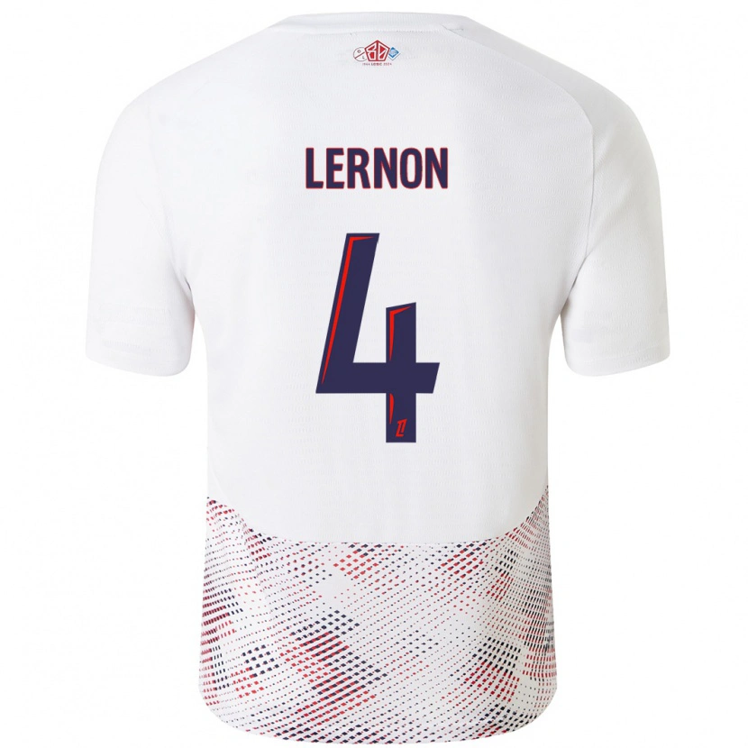 Danxen Mænd Jessica Lernon #4 Hvid Kongeblå Udebane Spillertrøjer 2024/25 Trøje T-Shirt