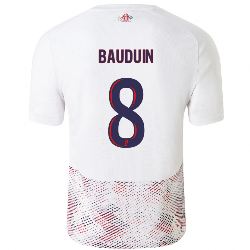Danxen Mænd Justine Bauduin #8 Hvid Kongeblå Udebane Spillertrøjer 2024/25 Trøje T-Shirt