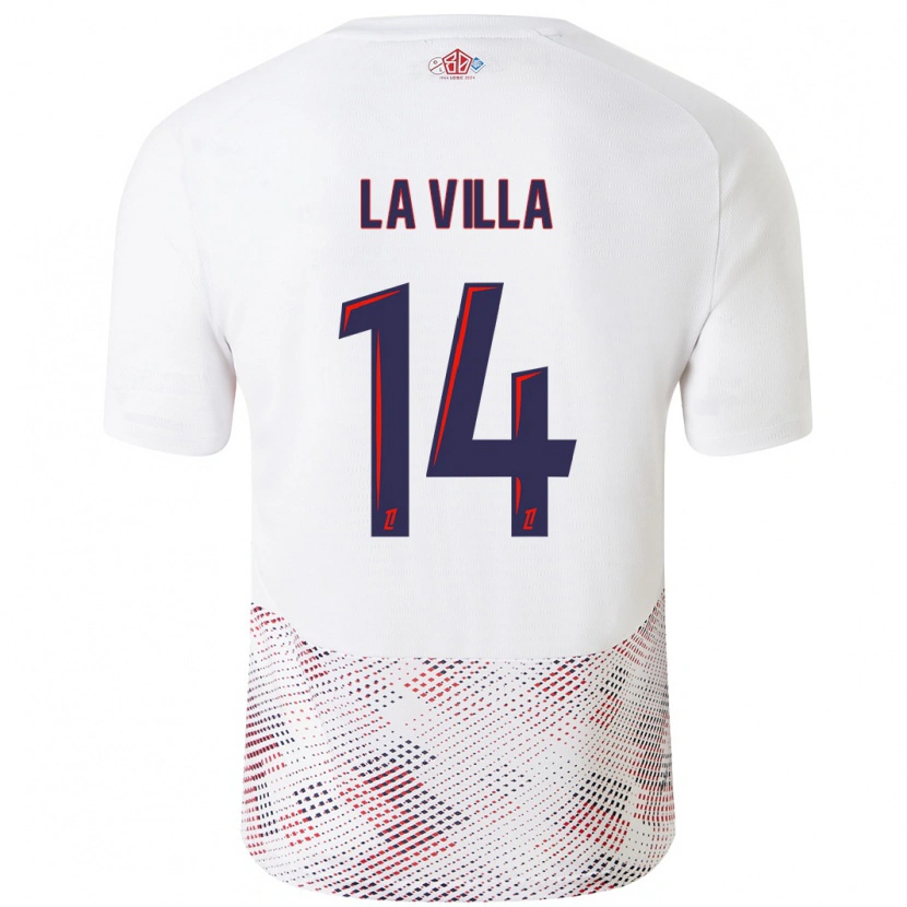 Danxen Mænd Caroline La Villa #14 Hvid Kongeblå Udebane Spillertrøjer 2024/25 Trøje T-Shirt